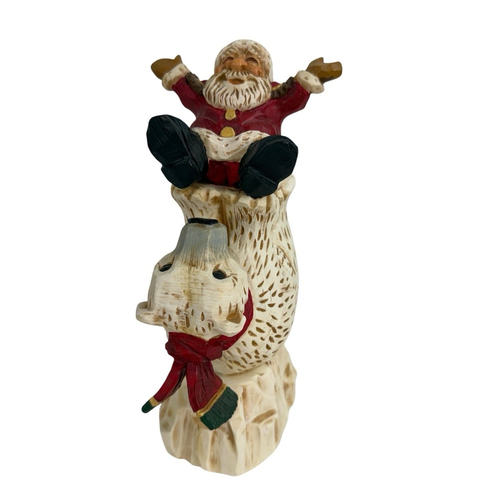 Vtg David Frykman 1994 Christmas Polar Bear & Santa 8.5" Tall Figurine DF 1061